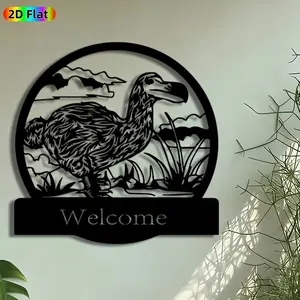 1pc Dodo Bird Welcome Metal Wall Art, Vintage Dodo Statue Mural, Decoration, Intricate Craftsmanship, Artistic Metalwork, Perfect for Housewarming, Garden Party, Porch Wall, Garden Fence, Patio Wall Decor, Ideal Gift for Wildlife Decor Enthusiasts