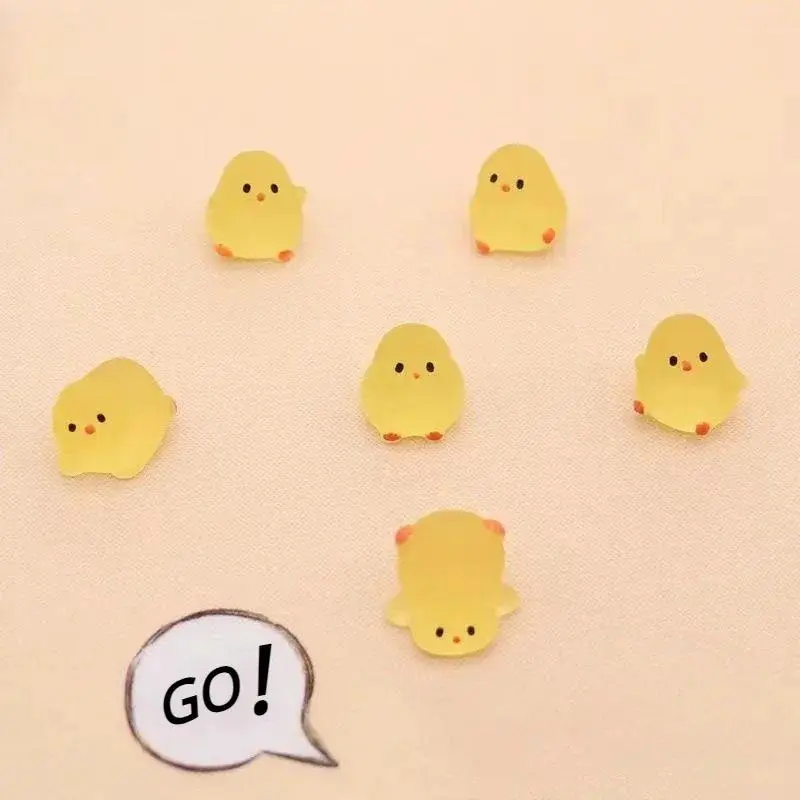 40-Piece Magical Glow-in-the-Dark Fat Chick Resin Figurine Set - Cute Animal Collectibles, 4-Pose Bird-Shaped Miniatures, Shelf Desk Ornaments with Glow Effect for Home Decor & Gifting