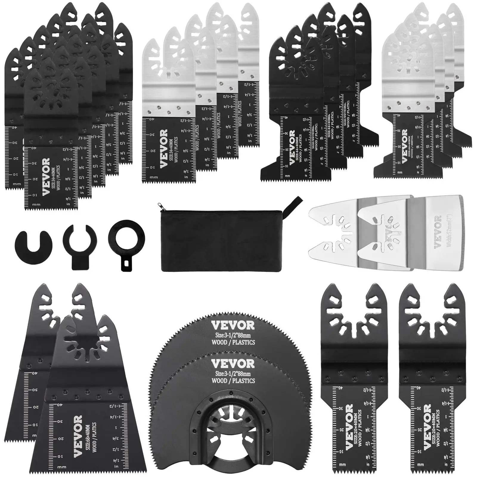 【DealsForYouDays】VEVOR 30PCS Multi Tool Blades Kits, Universal Quick Release Oscillating Saw Blades, 8 Types Wood Metal Plastic Oscillating Tool Blades, Fit Dewalt Bosch Milwaukee Hitachi Chicago Craftsman