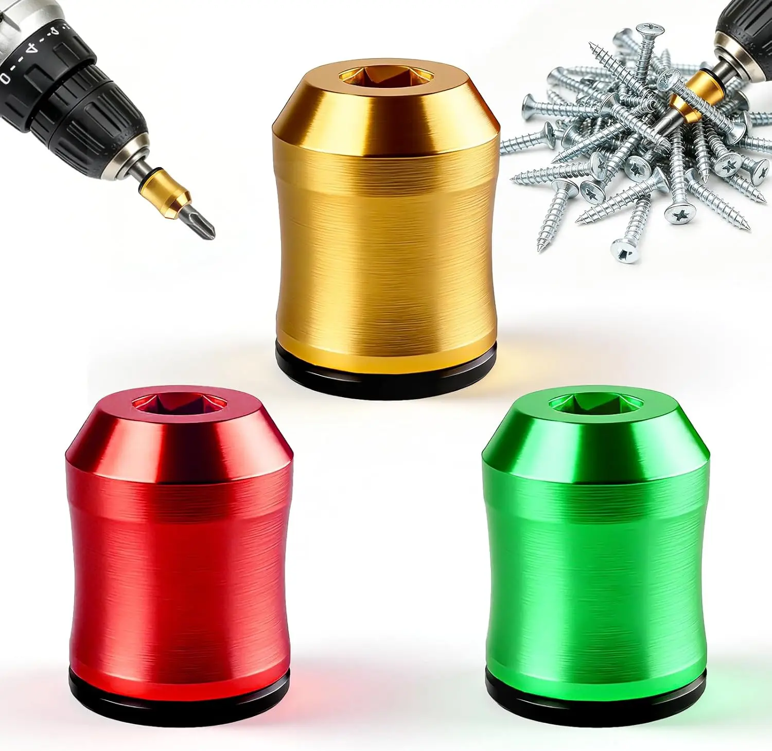 Heavy Duty Magnetic Screw Ring Holder - 1/4" Hex Drill Bit Accessory, High Power Magnetizer for Screwdrivers (Multi-Pack Available)