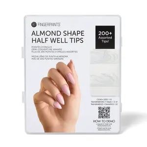FingerPaints Almond Shape Half Well Tips, Flexible, Quick to Apply & Easy to Blend, 200 Ct