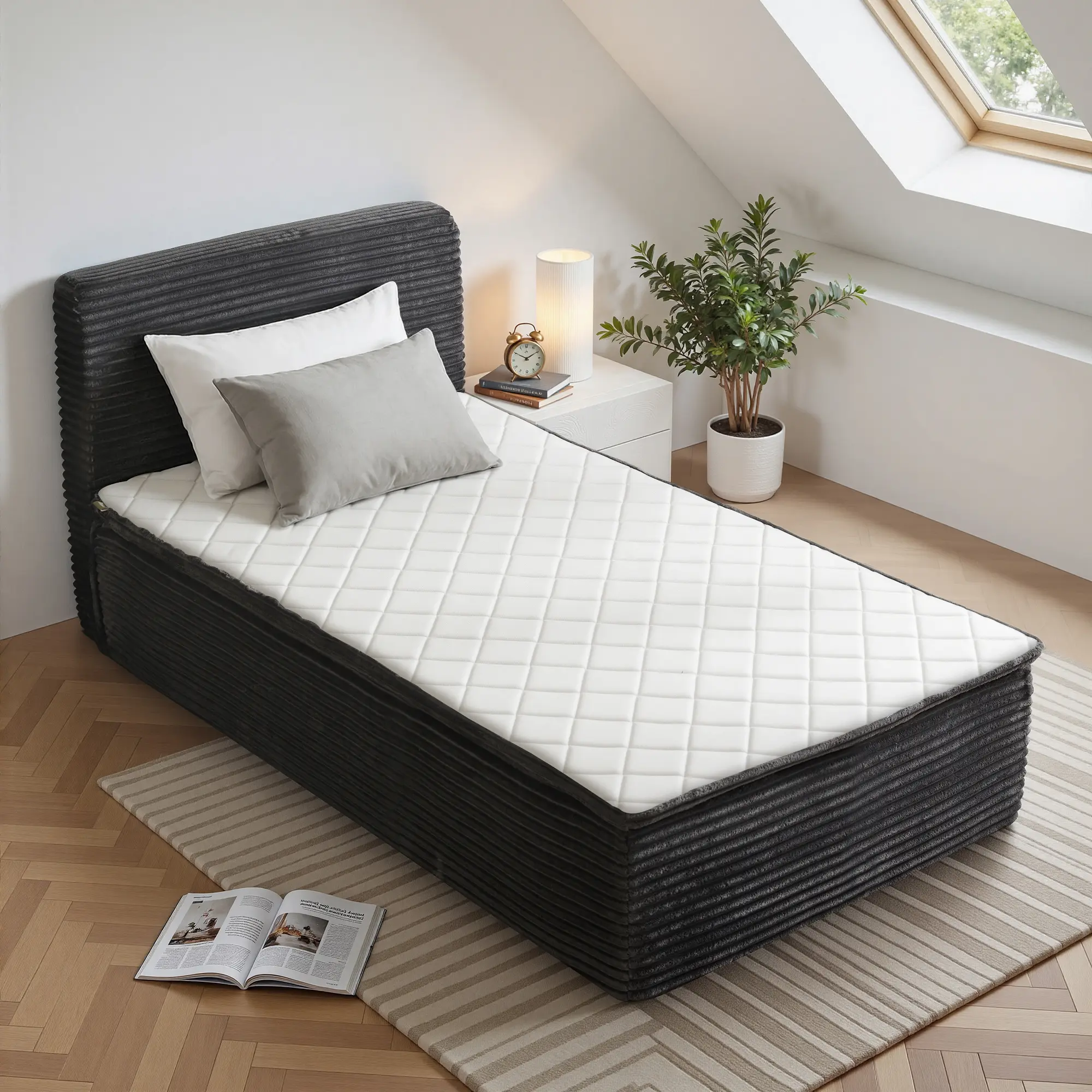 CAODOC Boneless Bed Twin Full Queen Size,Integrated Bed Frame and Mattress,Silent and Noise-Free ,Ideal for Apartments, Lofts, and Student Housing,No Assembly Required