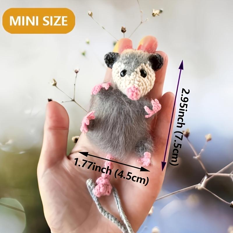 1pc, Possum Hanging ornaments - Handmade Crocheted Hanging Pendant With Pink Paw Details, Swinging Rearview Mirror Decor For Halloween Christmas Easter Thanksgiving Gifts, Cute Dashboard Ornament