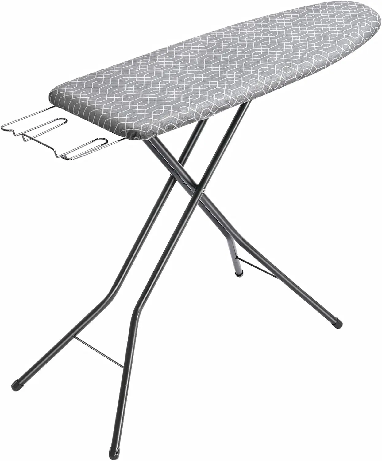Full Size Ironing Board with Iron Rest, lightweight Iron Board with Height Adjustable, Extra Thick Heat-Resistant Cover with Padding, Heavy-Duty Sturdy Metal Legs, 49x13 Grey