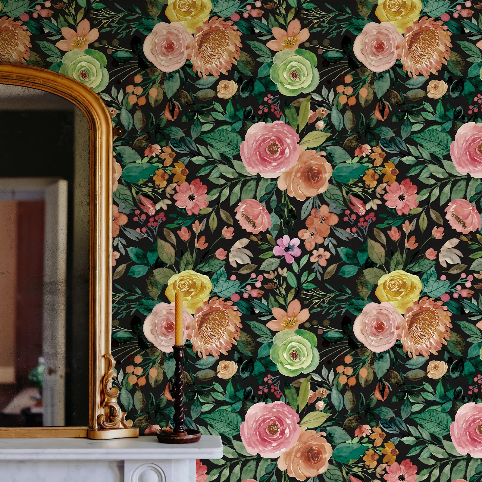 Floral Peel and Stick Wallpaper 17.7 x 480 Black White Flower Removable Self Adhesive Wallpaper Waterproof Contact Paper for Bedroom Living Room Accent Wall