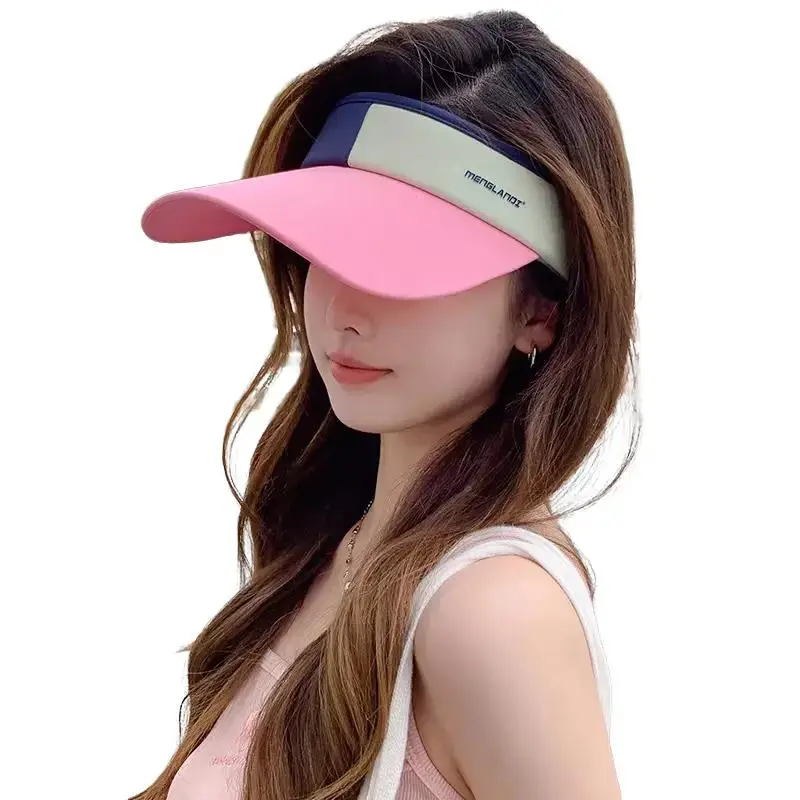 Ice silk color matching empty top hat women's summer outdoor sun protection sports running sun hat UV protection no top cap