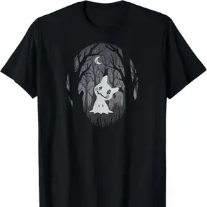 Ghost Fairy Type Cotton TShirt Featuring Mimikyu in a Spooky Forest