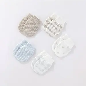 kiddiezoom Fashion 5Pairs Baby Mittens Cotton Baby Gloves Unisex Cartoon Print 0-6M