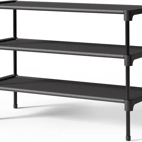 Shoe Rack - Non-Woven Shoe Rack Shelf, Shoe Organizer for Closet, Entryway, Garage & Corridor, Stackable Shoe Shelves, 27.5" Wide - 3 Tier, Black