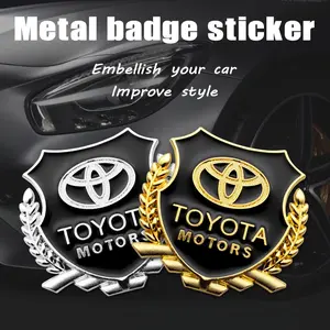 2pcs 3D Metal Stickers Universal Car Spoiler Trunk Decals Wheat Emblem, Fits Toyota Corolla C-hr Rav4 86 Avensis T25 Auris Land Cruiser Yaris Hilux Prius Camry