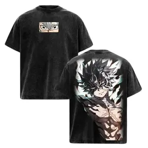 Cool Sanemi Demon Slayer Vintage Acid Washed Oversized Heavyweight Cotton Unisex Anime Manga Merch T-Shirt for Fans