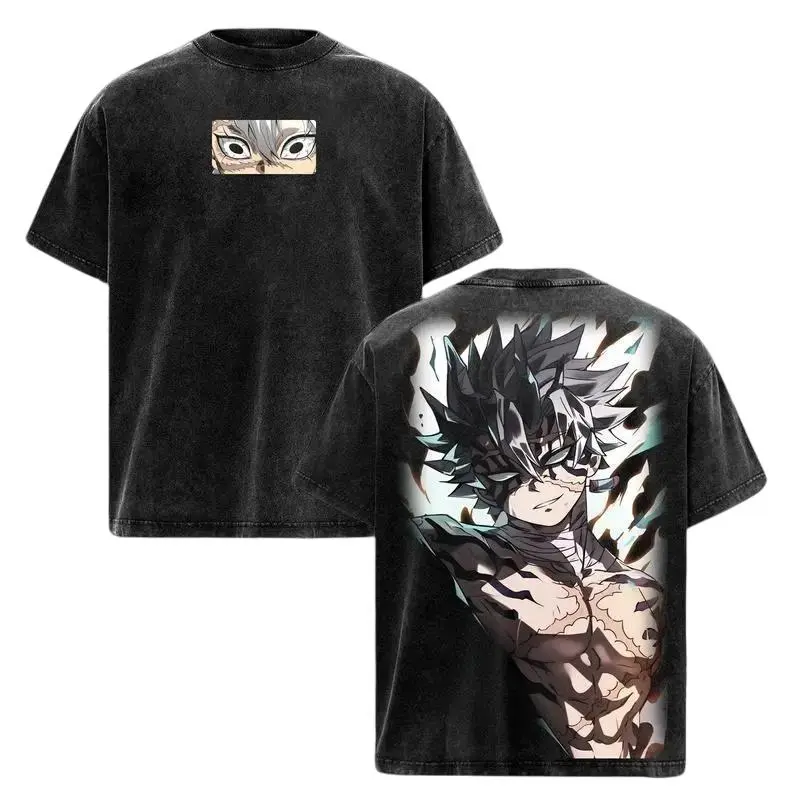 Cool Sanemi Demon Slayer Vintage Acid Washed Oversized Heavyweight Cotton Unisex Anime Manga Merch T-Shirt for Fans