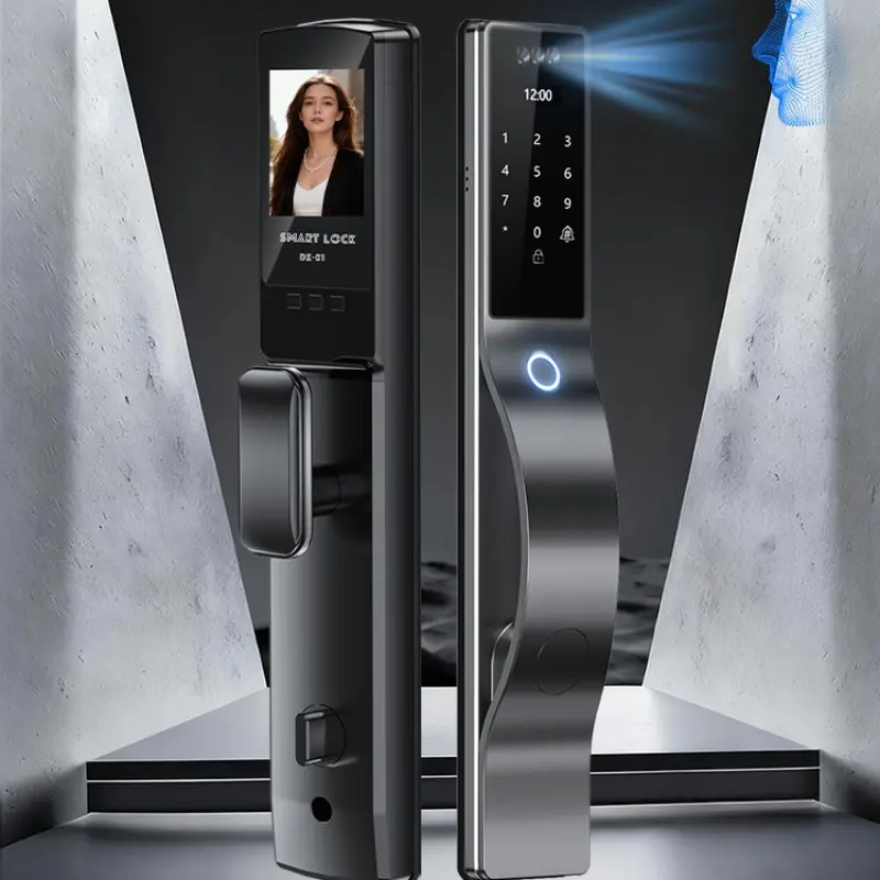 3D Face Recognition Digital Door Lock Unlock Smart Lock Biometric Lock With Camera FIngerprint Password Unlock Keyless Electronic Door Lock Digital Keypad Lock High Security Locks