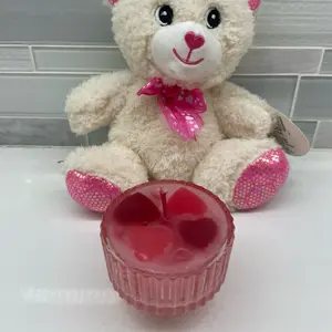 Pink glass lovers candle