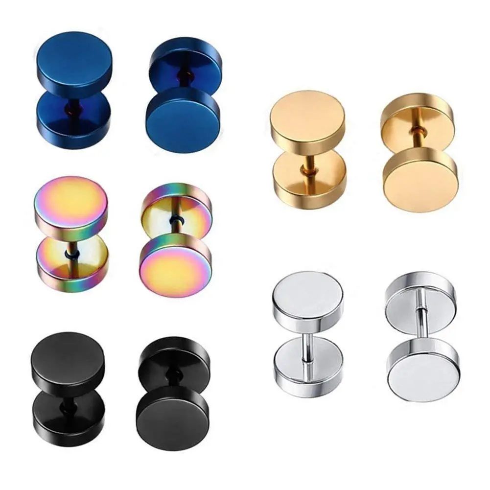 Dot Earrings  High Polished Steel Screw Flat Disc Stud For Women Men Pack Of 5 Pairs(3mm/4mm/5mm/6mm/8mm Option)