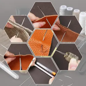 Crafting Tool Kit for Faux Leather Repair and Sewing, Heavy-Duty Sewing Kit with Sewing Needle, Seam Ruler, and Thread, Suitable for Shoes, Sofas, Tents, Carpet Faux Leather DIY Crafts