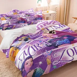 Stylish K-pop Idol Character Duvet Cover Set, 1 Duvet Cover + 1/2 Pillowcases, No Core, Purple Polka Dot Print with Anime Girls, Soft Cozy Breathable Bedding for Teens Bedroom and Dorm Use