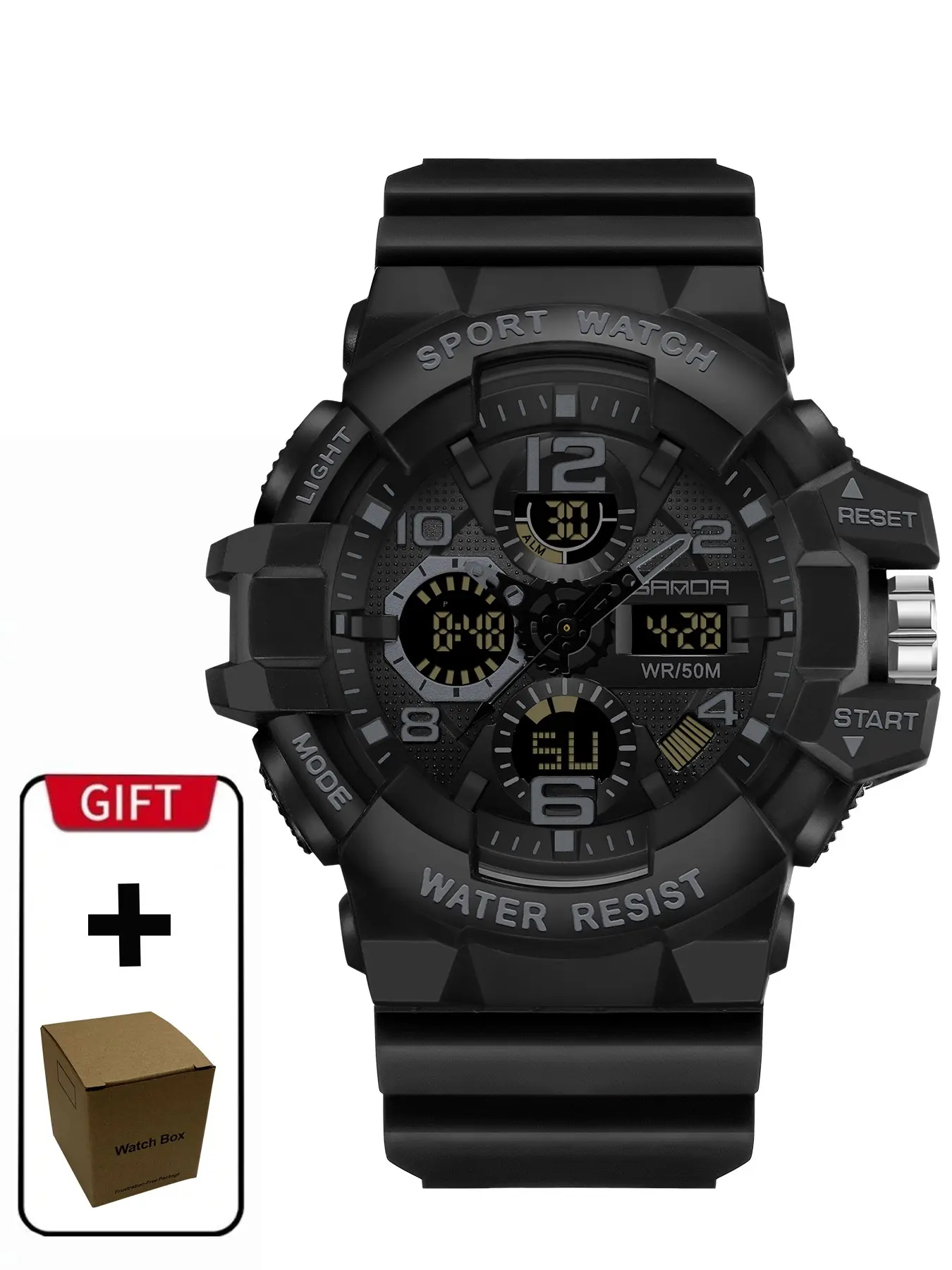 Men's Sportive Digital Analog Quartz Watch, Fashionable Digital Watch with Alarm Mode, Trendy Watch for Daily Life, Waterproof Sport Watch, Waterproof Wrist Watch, Sports Quartz Watch, Digital Wristwatch