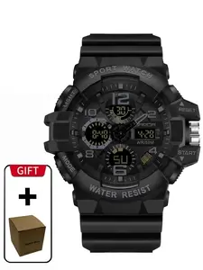 Men's Sportive Digital Analog Quartz Watch, Fashionable Digital Watch with Alarm Mode, Trendy Watch for Daily Life, Waterproof Sport Watch, Waterproof Wrist Watch, Digital Wristwatch