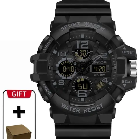 Men's Digital Analog Quartz Watch, Fashionable Watch with Alarm Mode, Trendy Sports Watch for Daily Life, Waterproof Watch, Quartz Analog Wristwatch