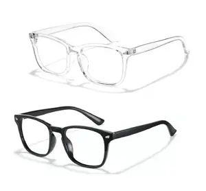 Blue Light Blocking Computer Gaming Glasses Square Classic Retro Clear Lens Non-prescription Eyewear for Daily Wear Office Work Gaming TV Protection