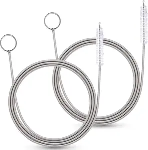 Upgrade 2 Packs Extra Long Drain Cleaners Brush, 64 Inches Flexible Sunroof Drain Cleaning Brush Tool, Premium Tube Cleaner for Dishwasher Drain Hose, Bathroom