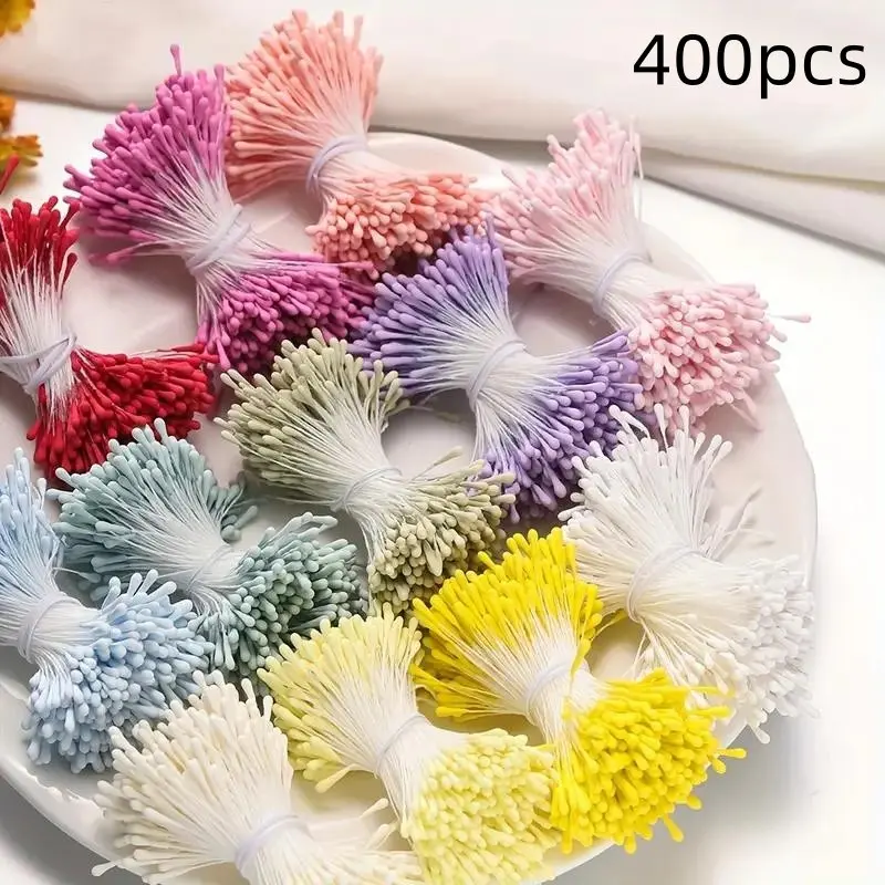 400 Multicolor Polyester Artificial Flower Stems, Soft Touch Handmade Bouquet Decorations, DIY Floral Arrangements, Home Decoration, Weddings, Parties