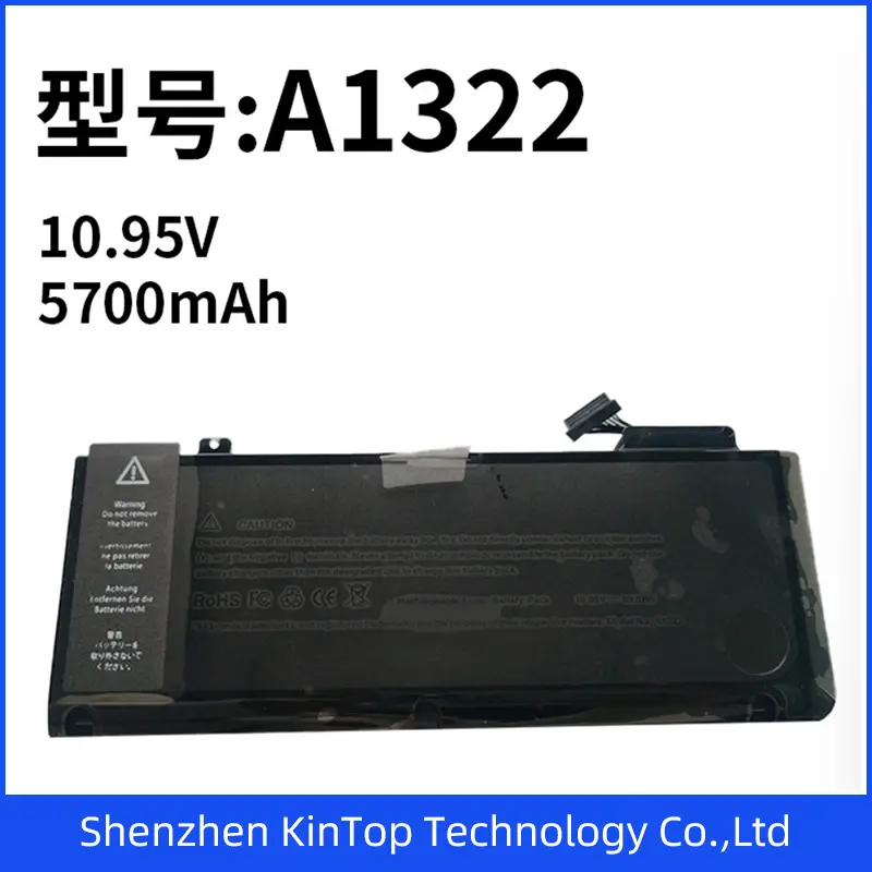 10.95V5700mAh A1322 Black Laptop Battery for Apple A1322 MacBook PRO 13 A1278 2009-2012 Replacement Battery Li-ion Battery