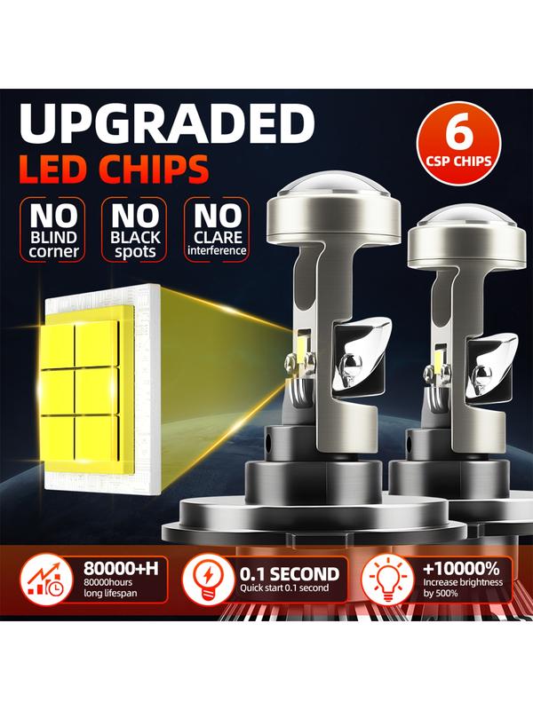 2 Pack H7 H4 H9/H11 9005/HB3 9006/HB4 LED Car Headlight Bulbs 12-24V No Canbus Error High and Low Beam Automotive Lens with Aviation Aluminum Heat Dissipation Fan Plug and Play for Cars Trucks SUVs Truck Lighting Solution Modern Headlight Upgrade