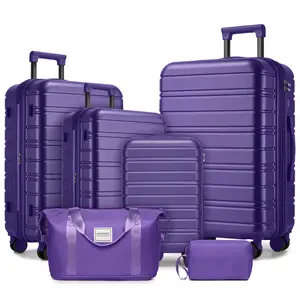 Luggage Sets 6 Piece Hardside Expandable Suitcase with Wheels TSA Lock, ABS Hardshell Lightweight Travel Luggage Sets for Women, Hardside Expandable Suitcases with Spinner Wheels, 18/20/24/28 INCH, Grape Purple
