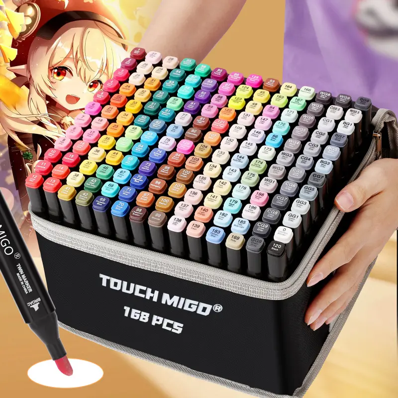 Alcohol Art Markers Set, Dual Tips Fine & Chisel,Art Markers,Brush Tip Markers,Professional Permanent Sketch Markers for Adult Coloring Drawing Sketching Coloring Artist Pens and Underlining, Coloring Supplies
