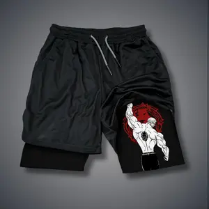 [Viral] 80s 90s Double-Layer Sports Shorts Graphic Shorts Black Camo Streetwear Shorts Men Outfits Men Vacation Outfits Shorts