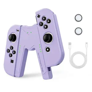 NS Joy-Con Charg Grip Compatible with   Standard & OLED Model,  JoyCon Controller Charger with   and 2 Thumb Grip Caps, Play While ,