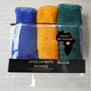 3 Piece African Exfoliating Net Sponge Bundle, for SENSITIVE SKIN, Bath sponge