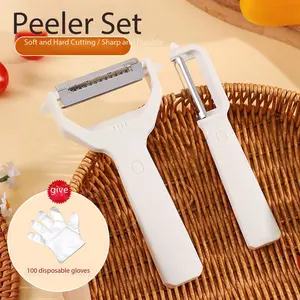 4-In-1 Multi-Functional Peeler, Stainless Steel Fruit and Vegetable Slicer, Kitchen Tool with Grater, Includes 100 Gloves, New 2026 Model