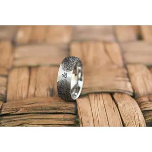 Fingerprint Ring | Mens Wedding Band, Couple Wedding Ring, Memorial Ring