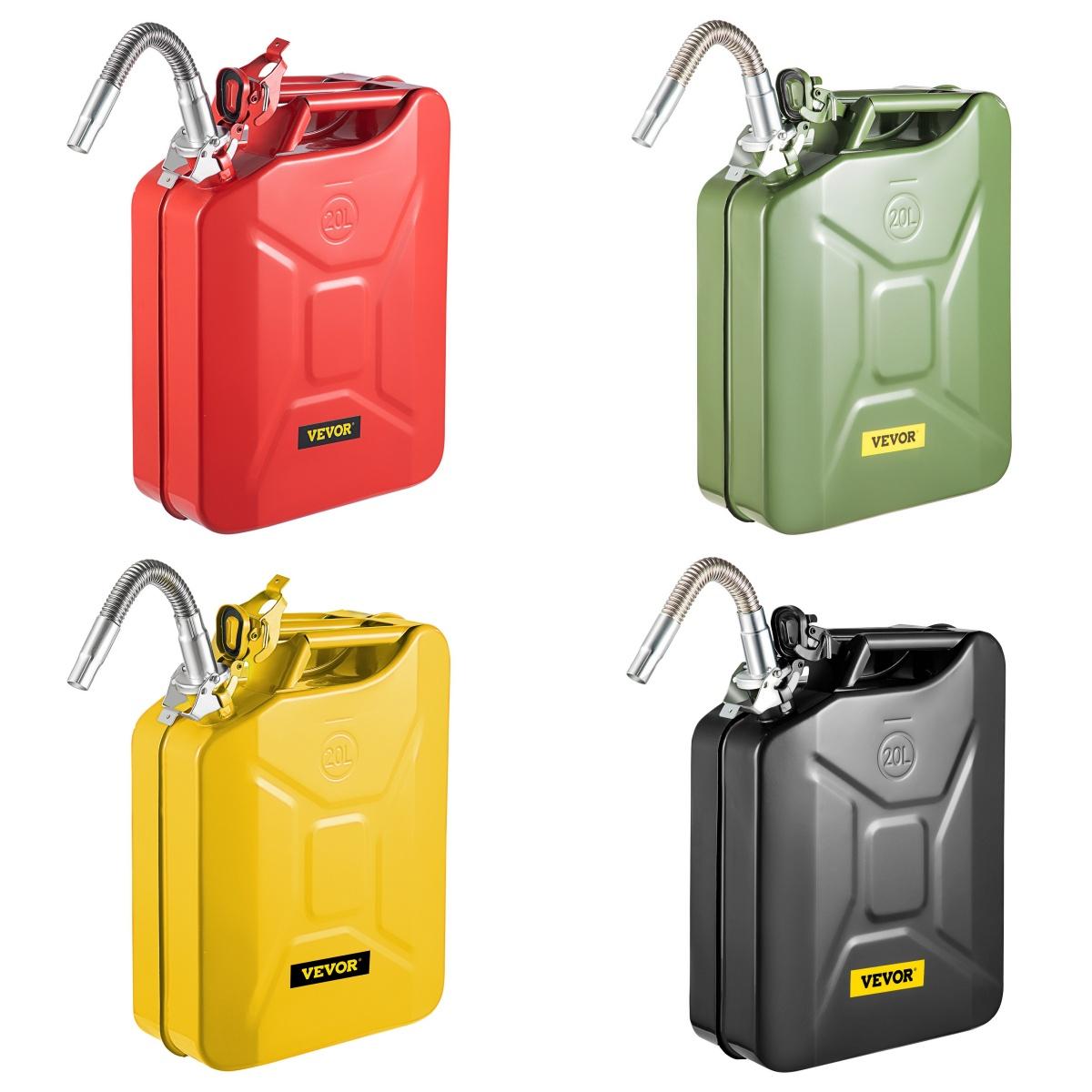 VEVOR Jerry Fuel Can 1 Piece,  5.3 Gallon / 20 L Portable Jerry Gas Can with Flexible Spout System, Rustproof ＆ Heat-resistant Steel Fuel Tank for Cars Trucks Equipment, Red