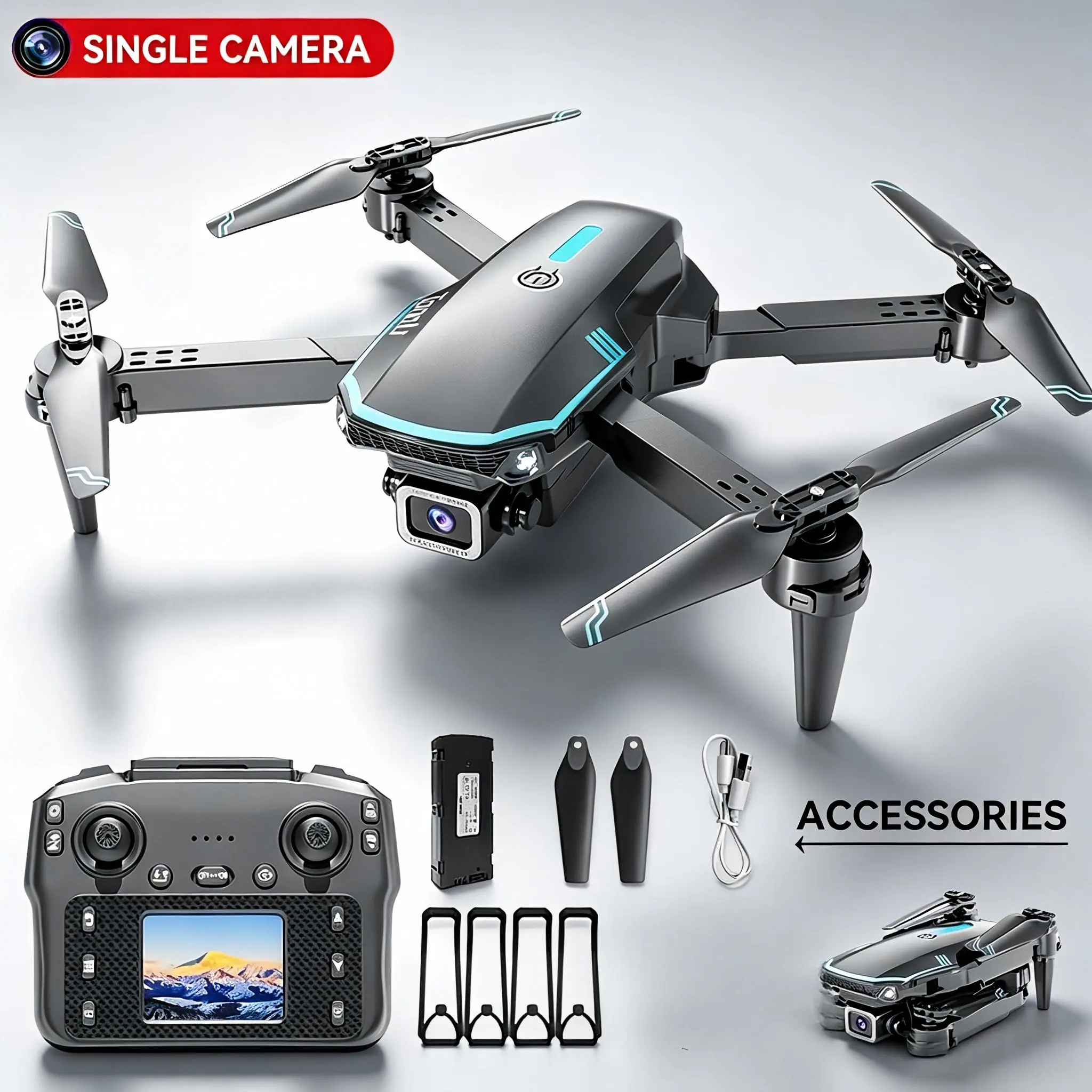 [With Screen] Crash resistant one-key takeoff and landing 【Single Camera】 - 1 Battery