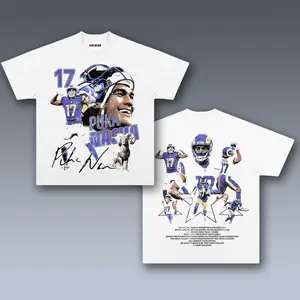 [SALE Up To 50% Off] Puka Nacua Graphic Tee, Y2K Crew Neck Streetwear T-Shirt, Unisex Crew Neck Tee, Vintage Football Graphic, Sports Player Bootleg Premium Style, Casual Cotton Fit 2 Sided