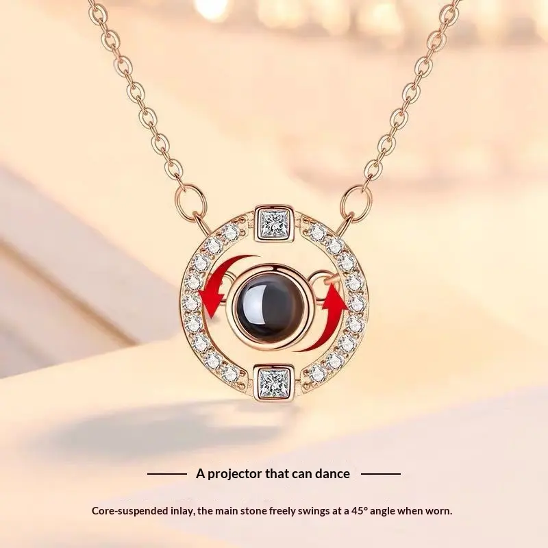 L&M Photo Customized Projection Necklace - "I Love You"| Love Memory Design| Light Luxury Fashion| Personalized Gift for Birthday/Valentine’s Day/Christmas Crystal Amulet   gifts for girlfriend/mom/women  cute gifts for girlfriend,custom gift