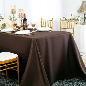 90"x132" Seamless Rectangular Premium Polyester (240 GSM) Tablecloth - Chocolate (1pc)