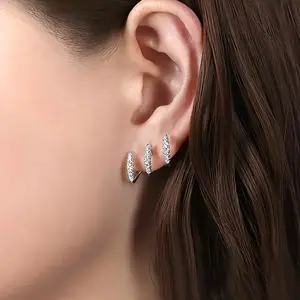 Exquisite Curved Claw Rhinestone Stud Earrings - Elegant Sparkling Durable Jewelry for Women Inlaid with High-Quality Rhinestones Simple Sophisticated Design Perfect for Daily Wear or Special Occasions 1 Pair Cute Sterling Silver Margot