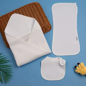 Multi-Pack White Baby Swaddle & Burp Cloth Set, Unisex Soft Absorbent Feeding Bibs, Breathable Muslin Blankets for Stroller, Nursing & Newborn Essentials bibs Adjustable Sleepsack Newborns