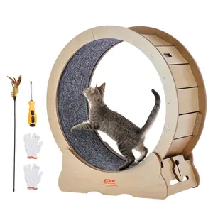 VEVOR Cat Exercise Wheel, TikTokShopBlackFriday, Large Cat Treadmill Wheel for Indoor Cats, 29.5 inch Cat Running Wheel with Detachable Carpet and Cat Teaser for Running/Walking/Training, Suitable for Most Cats