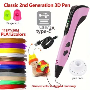 3D Printing Pen Set,   8-piece set  Includes 3D printing pen, Type-C charging cable, charging head, base, picture album and 36 meters of PLA consumable material. Creative DIY children's gift, New Year gift, birthday gift, DIY gift  Children's Toy