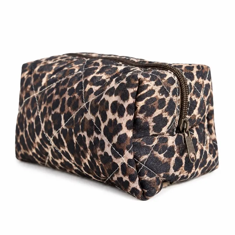 Quilted Leopard Makeup Bag