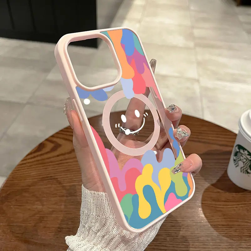 Luxury Magsafe Transparent Phone Case, Case For iPhone 16 Pro X XS MAX 11 12 13 14 15 Plus Series Case Magnetic Wireless Charge Cover, Decorative Phone Protective Cover