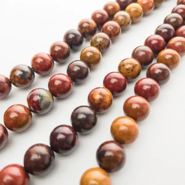 JS Crystal Raw Jasper Beaded Bracelet - Earthy Beads, Natural Autumn Stone Jewelry Accessory, Crystal Beaded