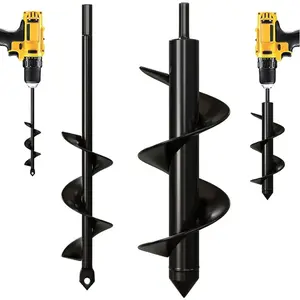Auger Drill Bit for Planting -3*11+4*8inch' Garden Spiral Hole Drill and BulbPlanter Tool-Bedding ,Umbrella Holes - 3/8 InchHex Drive Drill