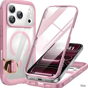 360° Rugged Transparent Case for iPhone 17 Pro Max 16 15 Plus 14 13 12  Magsafe Military Shockproof Cover with HD Screen Protector TPU Clean Phone Bumper